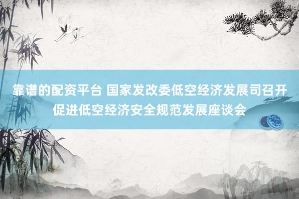 靠谱的配资平台 国家发改委低空经济发展司召开促进低空经济安全规范发展座谈会