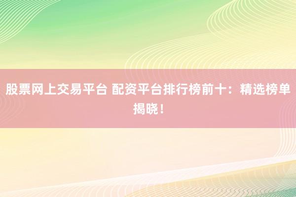 股票网上交易平台 配资平台排行榜前十：精选榜单揭晓！
