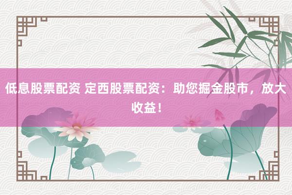 低息股票配资 定西股票配资：助您掘金股市，放大收益！