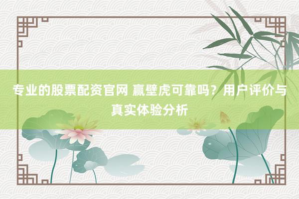 专业的股票配资官网 赢壁虎可靠吗？用户评价与真实体验分析