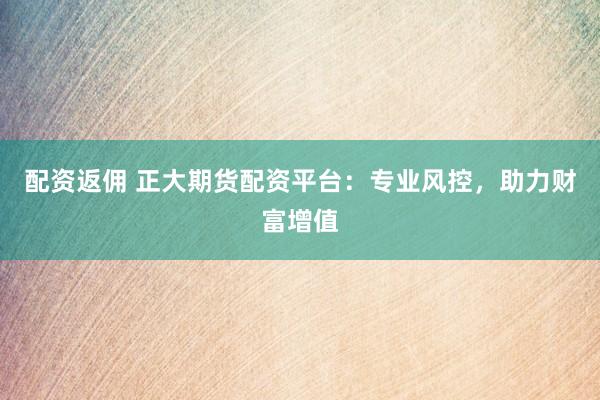 配资返佣 正大期货配资平台：专业风控，助力财富增值