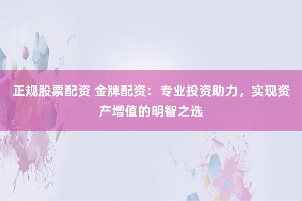 正规股票配资 金牌配资：专业投资助力，实现资产增值的明智之选
