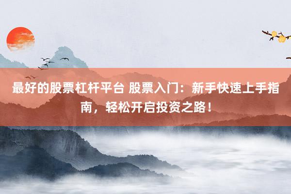 最好的股票杠杆平台 股票入门：新手快速上手指南，轻松开启投资之路！