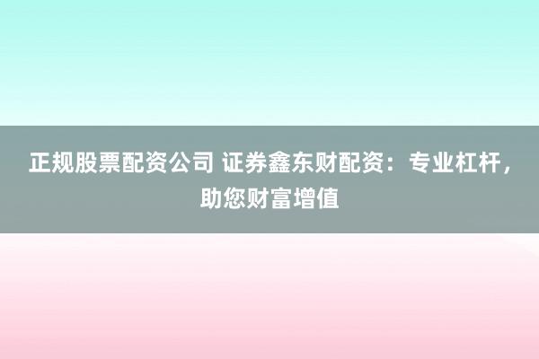 正规股票配资公司 证券鑫东财配资：专业杠杆，助您财富增值