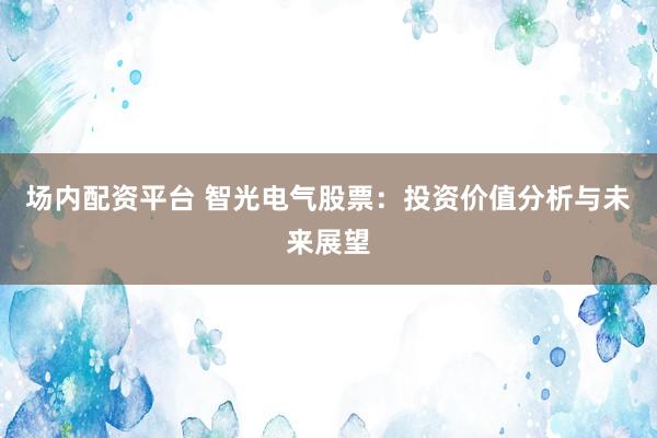 场内配资平台 智光电气股票：投资价值分析与未来展望