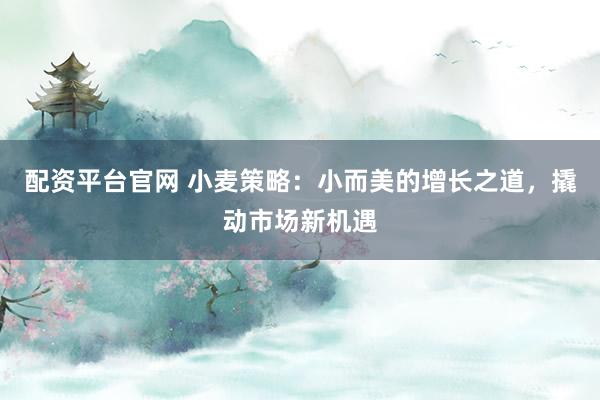 配资平台官网 小麦策略：小而美的增长之道，撬动市场新机遇