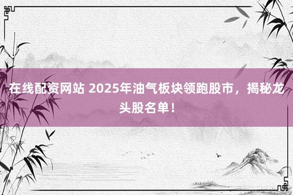 在线配资网站 2025年油气板块领跑股市，揭秘龙头股名单！