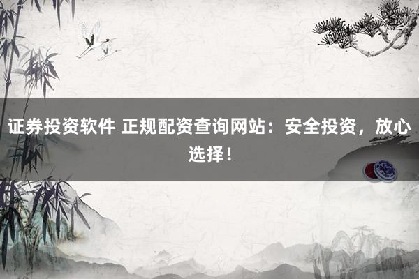 证券投资软件 正规配资查询网站：安全投资，放心选择！