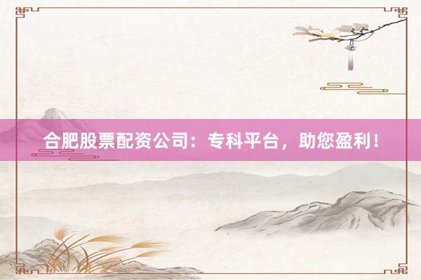 合肥股票配资公司：专科平台，助您盈利！