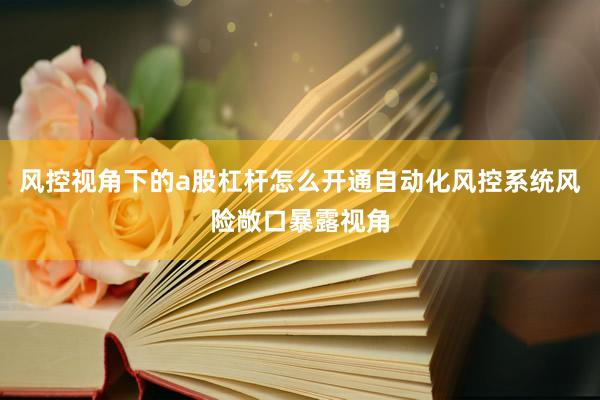 风控视角下的a股杠杆怎么开通自动化风控系统风险敞口暴露视角
