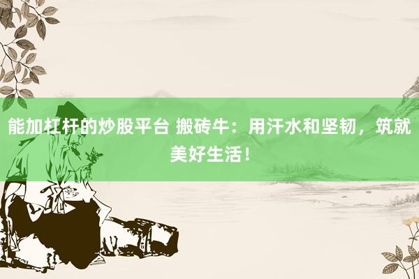 能加杠杆的炒股平台 搬砖牛：用汗水和坚韧，筑就美好生活！